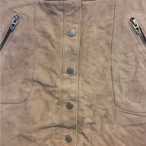 Unique Vintage BLANK NYC Suede Leather Mini Skirt Khaki Tan Size 25
